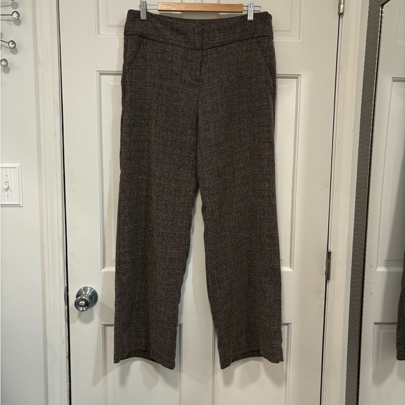 NY & Co 7th Avenue Suiting Collection Tweed Trousers Brown Wide Leg Stretch Work - Picture 1 of 10